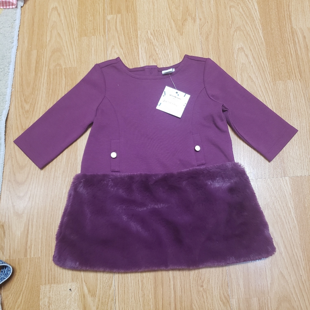 Janie and Jack Dress Faux Fur NWT